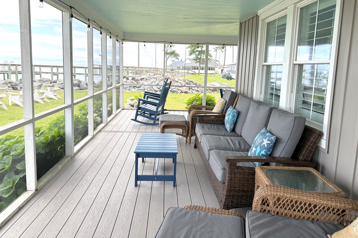 Amazing screen porch with endless water views!