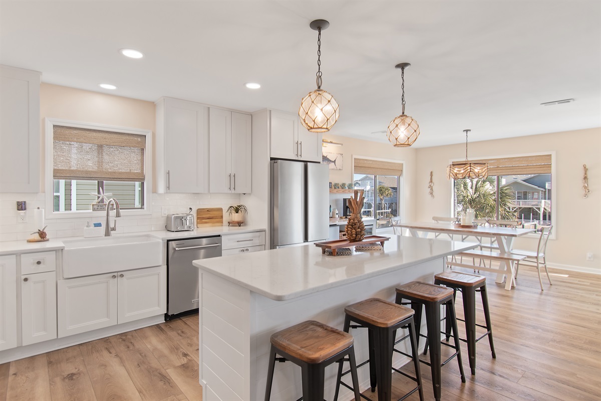 Open dining and kitchen area