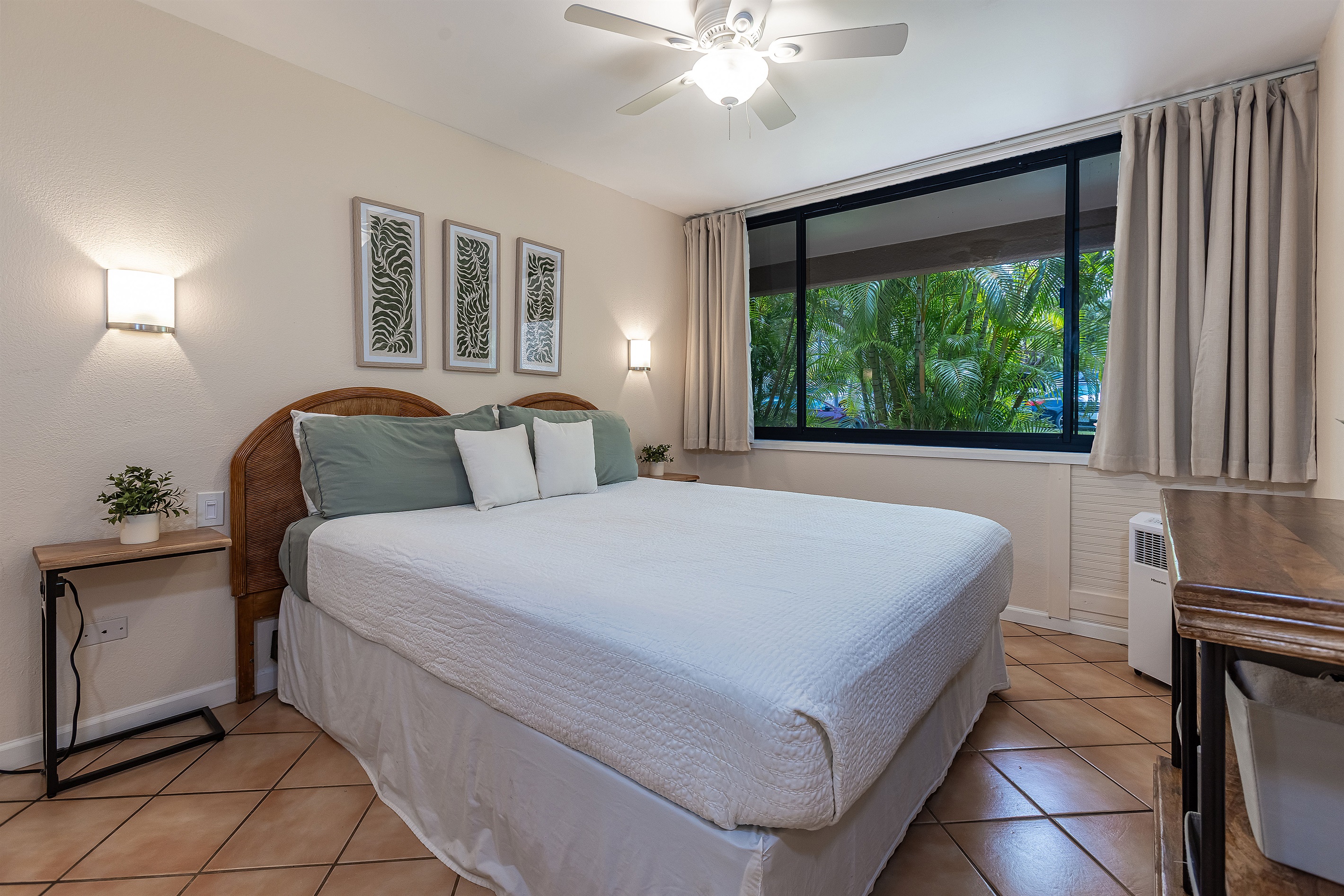 Comfortable king bed, cool relaxing space