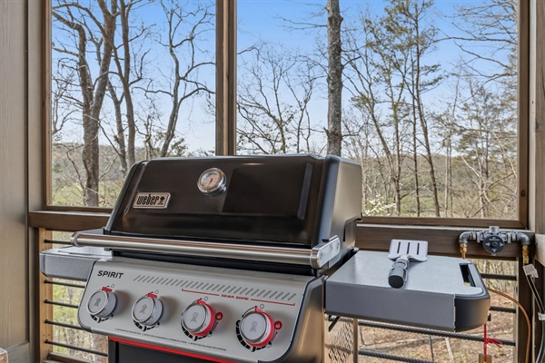 Make your favorite meals on this Weber Spirit. It has a gas hook-up so you never need to worry about an empty tank.