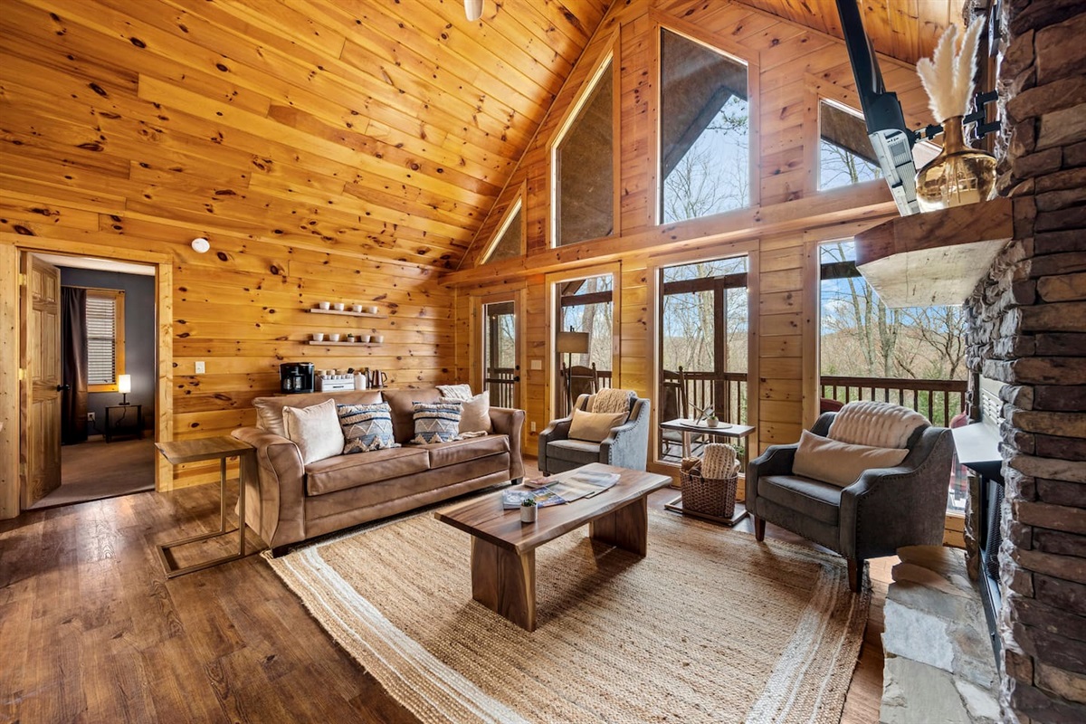 Living room with coffee bar