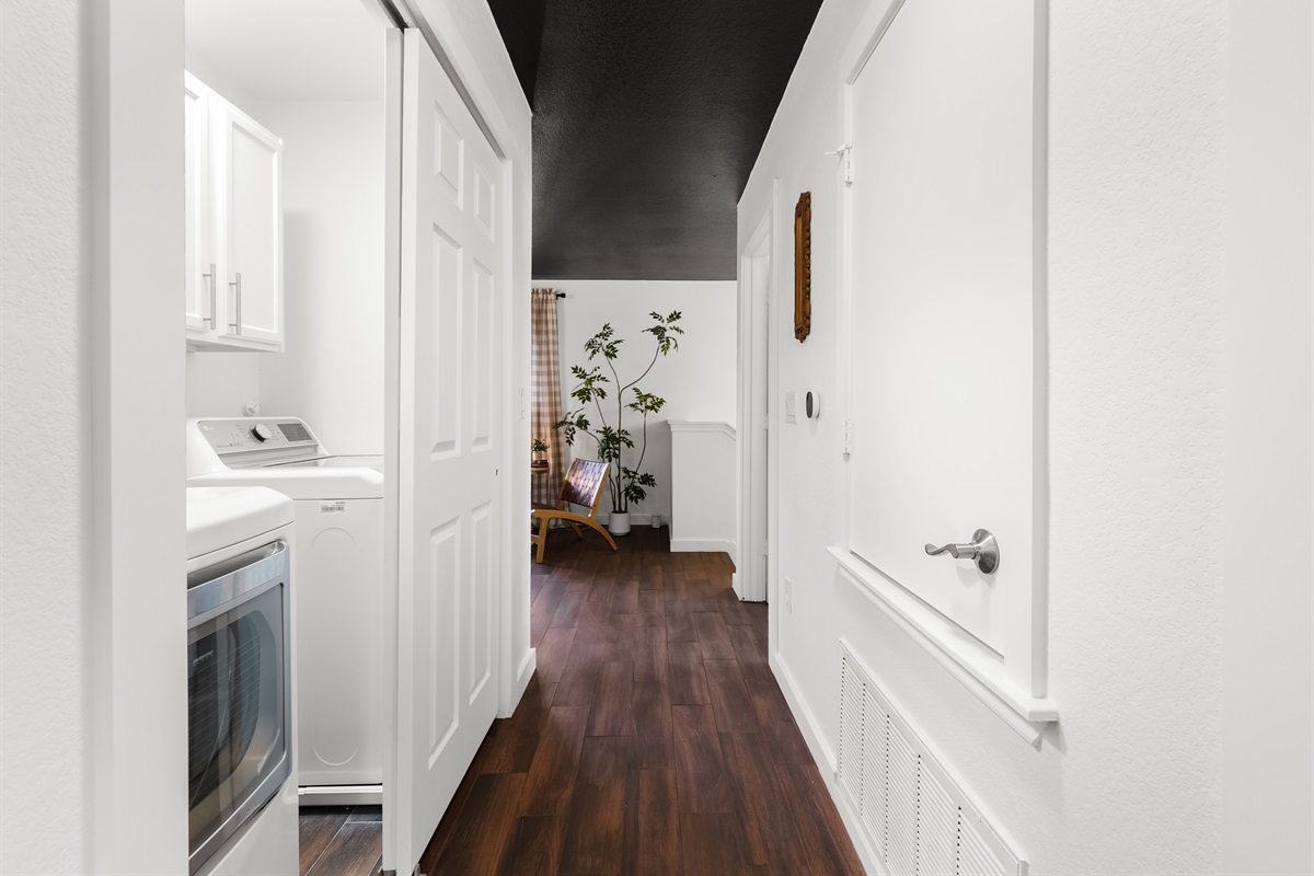 Washer in dryer in upstairs hallway