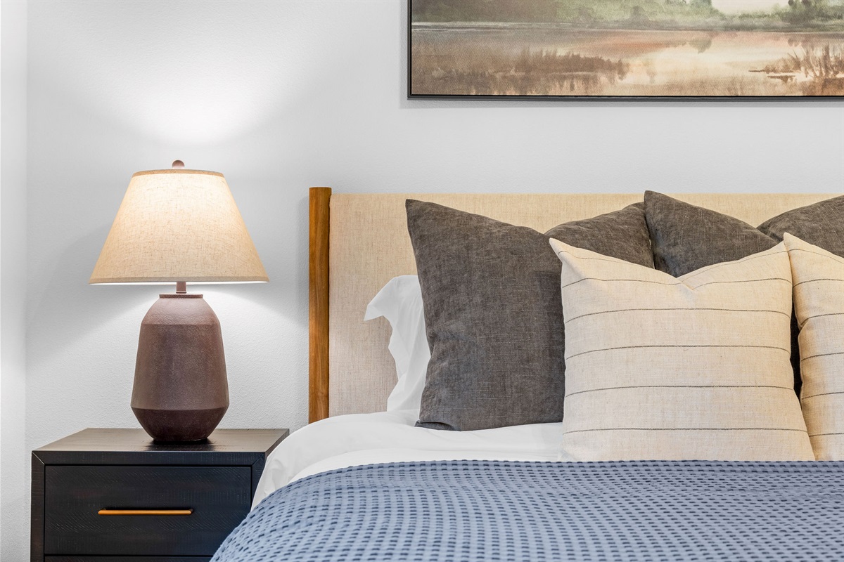 Cozy bedside setup for winding down at the end of the day.