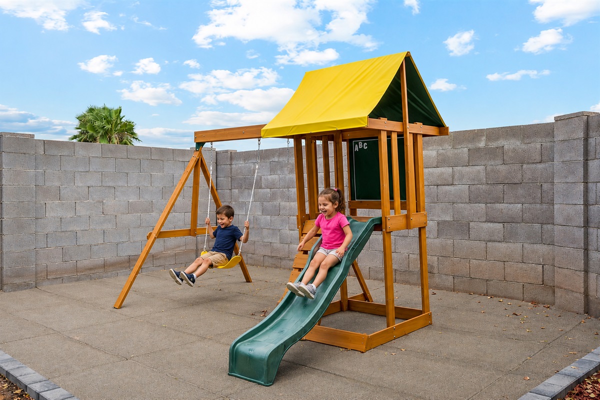 This playground provides even more outdoor fun for your kids