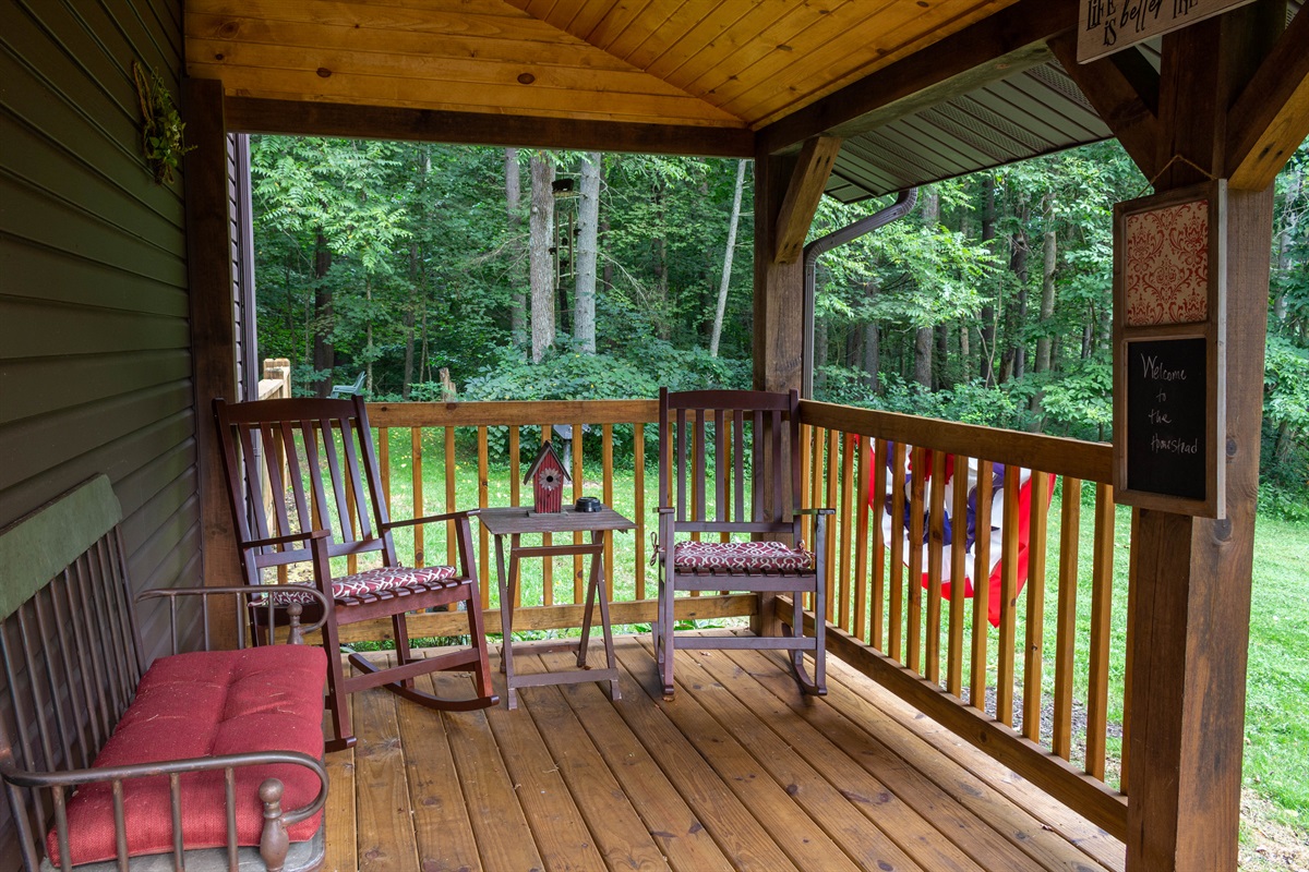 Enjoy rocking on the covered porch watching the wildlife