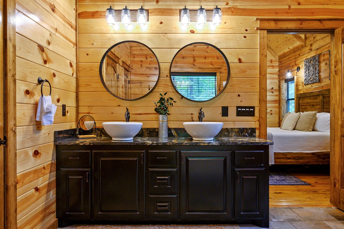 2 sink vanity. Blow dryer and robes provided.