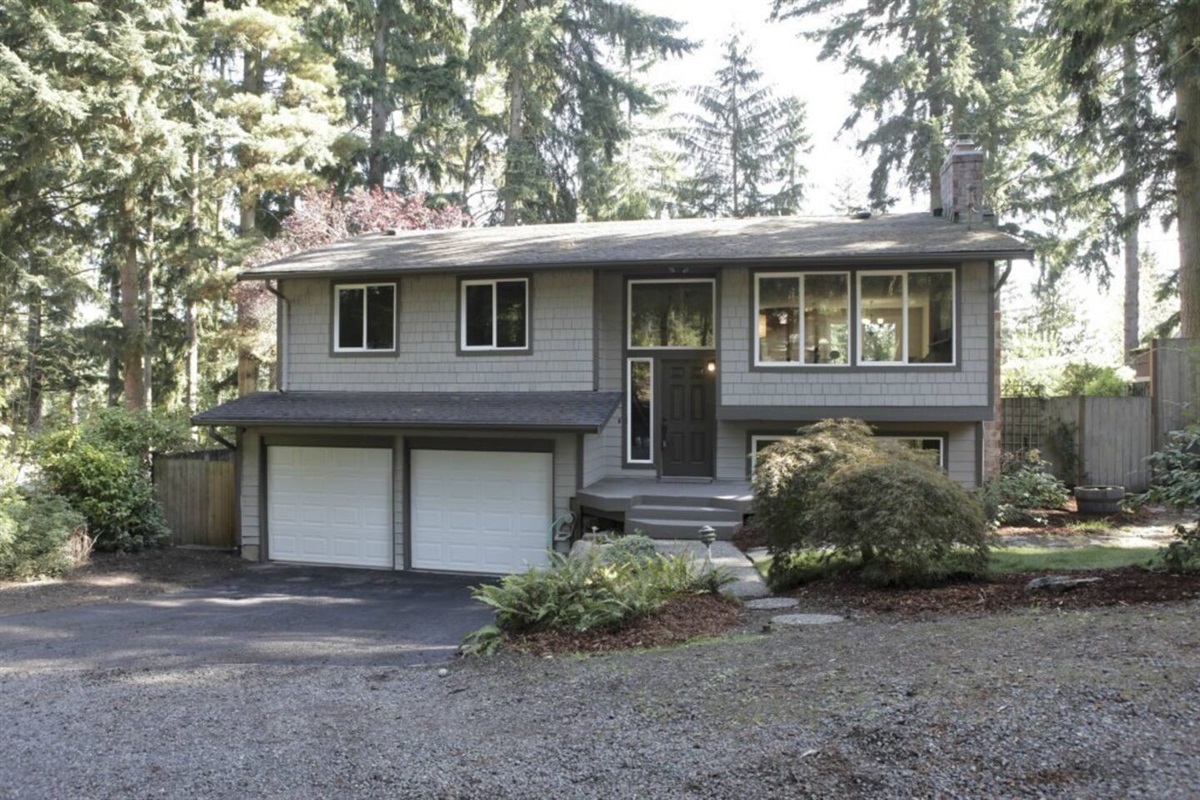 The exterior of our home, parking for three cars