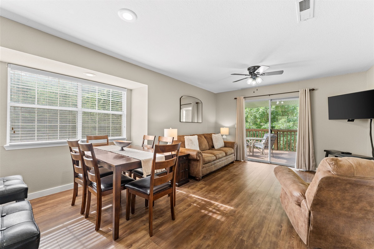 Dining and living area for family and friends to gather and unwind.