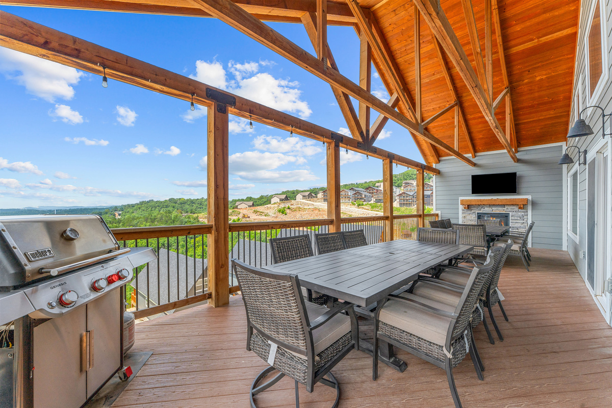 Outdoor fireplace and tv