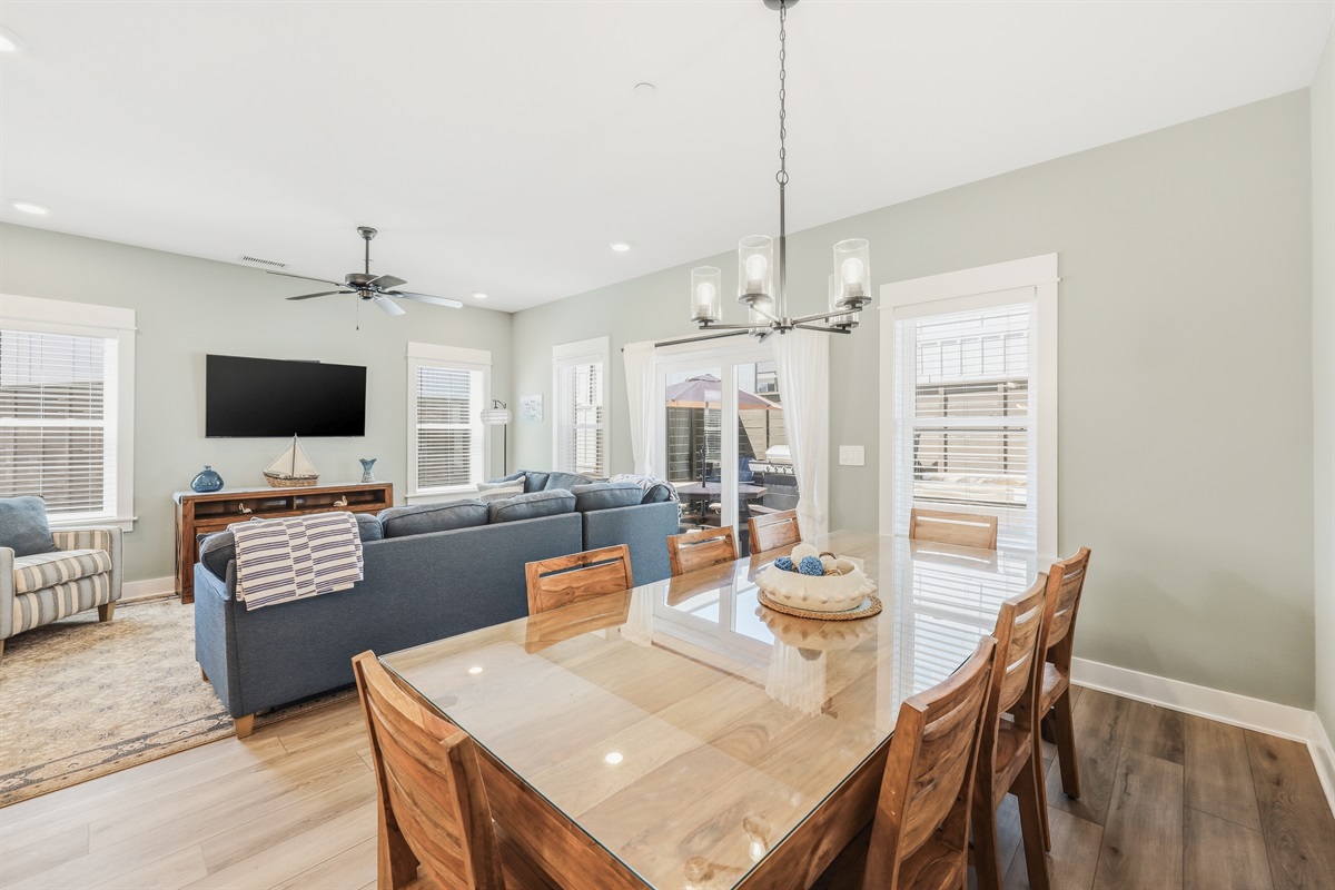 Dining space with easy access to the living room and outdoor patio