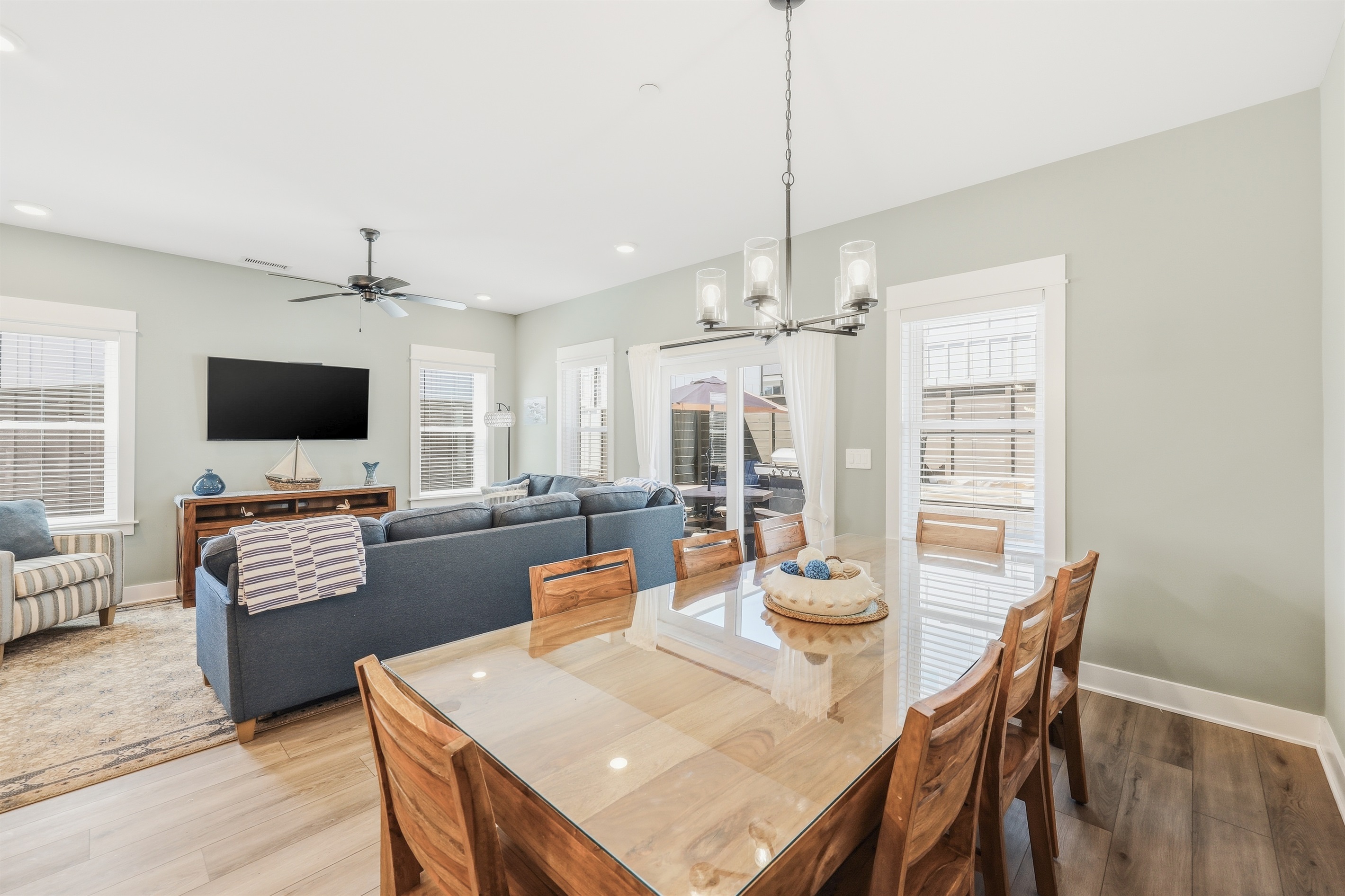Dining space with easy access to the living room and outdoor patio