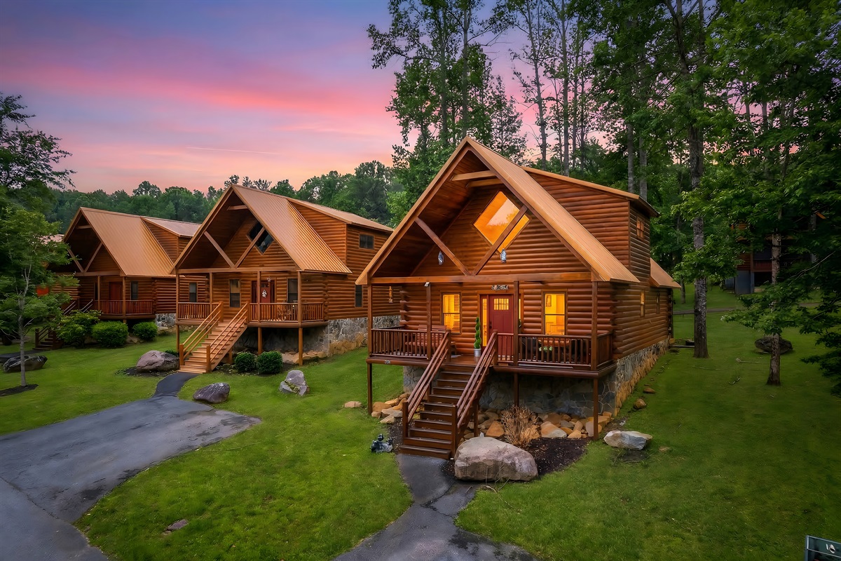 You can see what makes Cozy Cub different — a private cabin inside a full resort, surrounded by mountains
