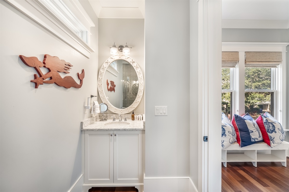 Bathroom 6: Walk-In Shower Shore Thing | 4001 Palm Blvd | Isle of Palms, SC | IOP Escapes