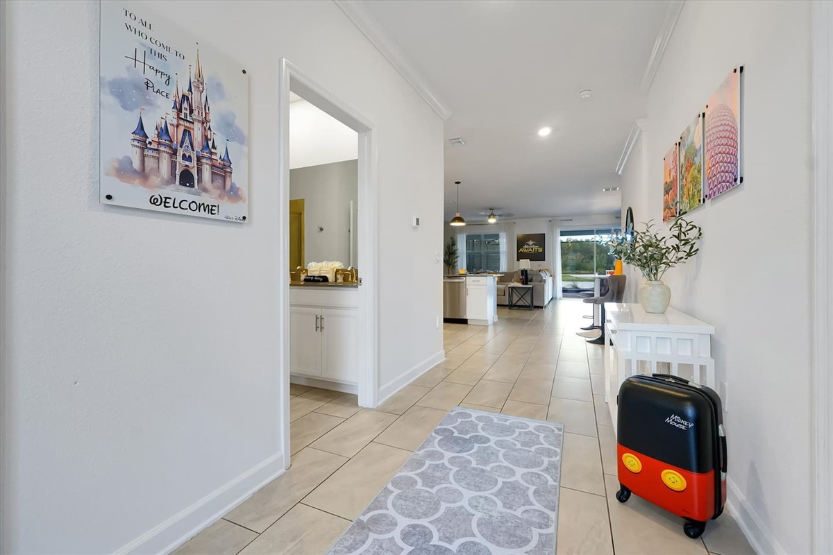 Welcome to your vacation! This is the view of the entry way you will see when first enter the home.