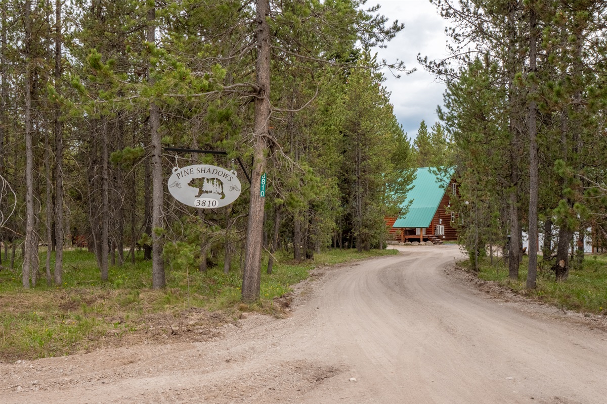 Pine Shadows Entry to Circular Drive and Cabin Entrance 3810