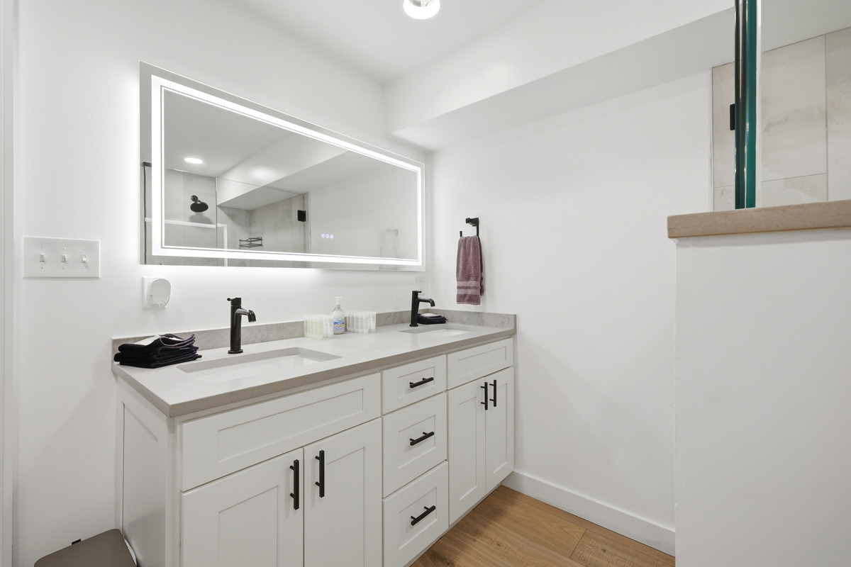 Double Vanity Lower Level Bathroom