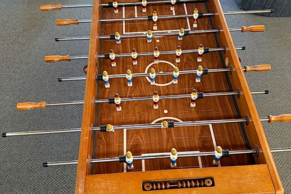 How about foosball? The foosball table is located in the shared clubhouse.
