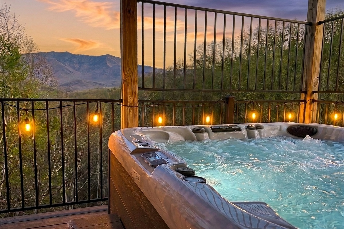 Mountain views from the hot tub can be especially inviting at sunset or sunrise