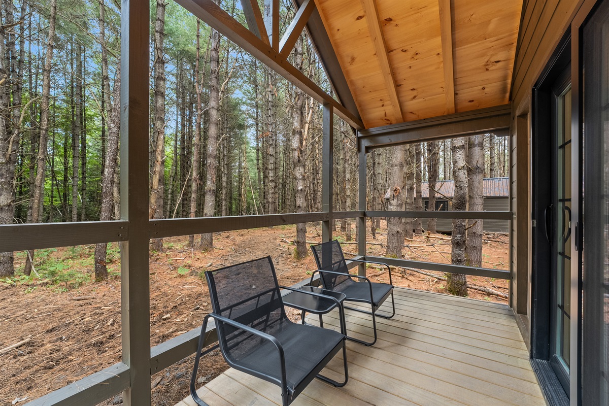 Private Porch overlooking forest