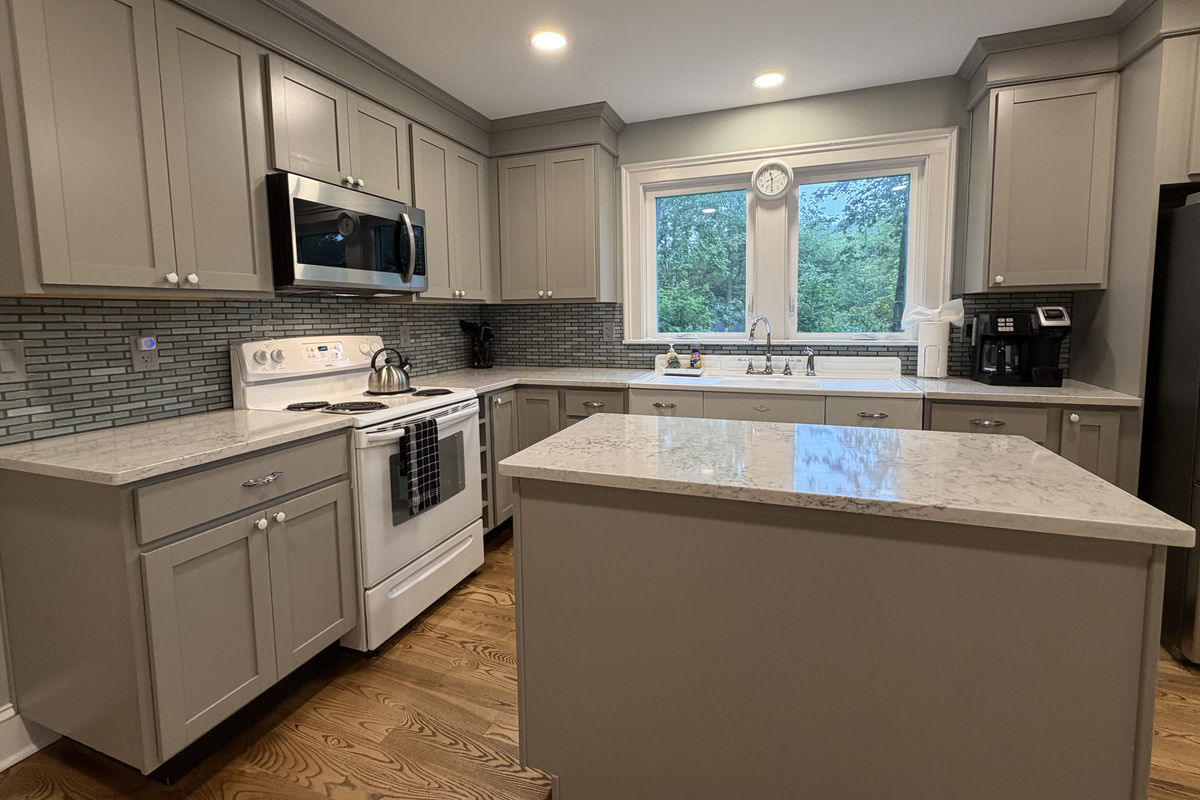 Bright kitchen with a beautiful mix of new and old