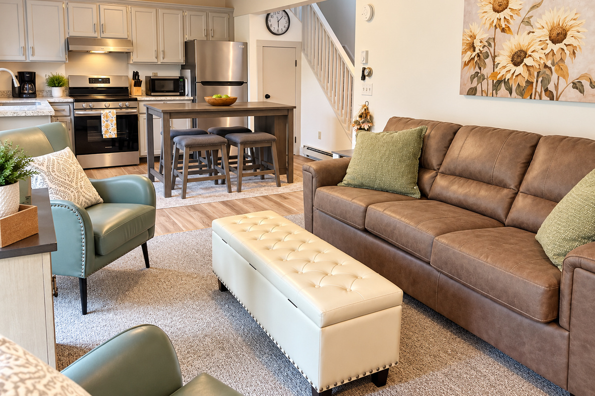Living room and kitchen