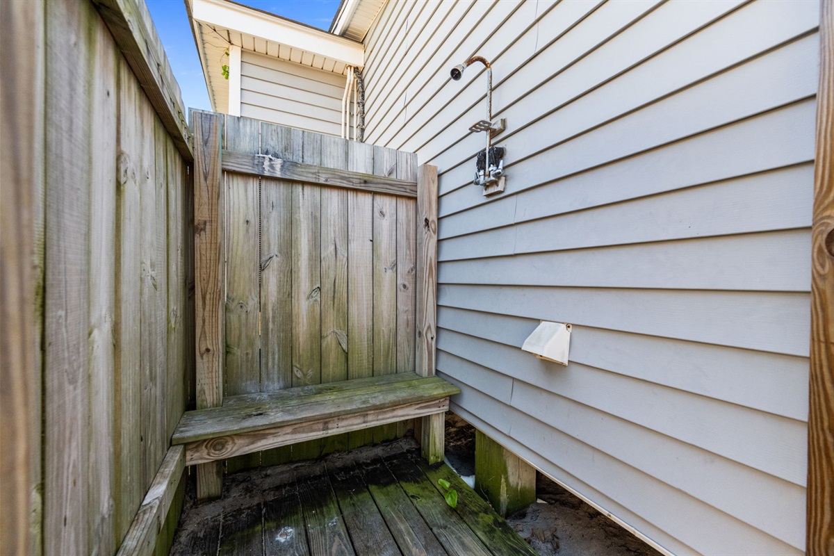 Outdoor shower for cleaning off after a day at the beach