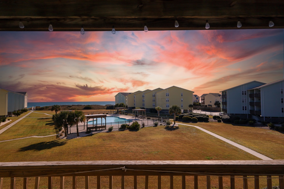 Gorgeous sunset views over the pool and ocean