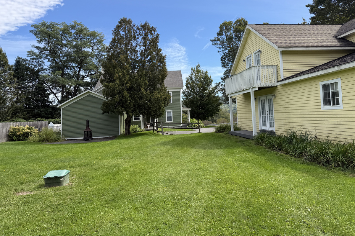 View from the large yard looking back at the house and the apartments.