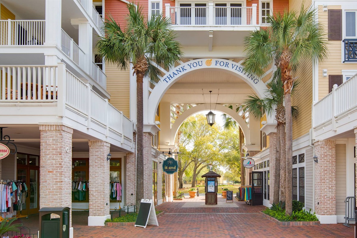 The main entryway walking into The Village; just a 1-2minute walk from the condo!