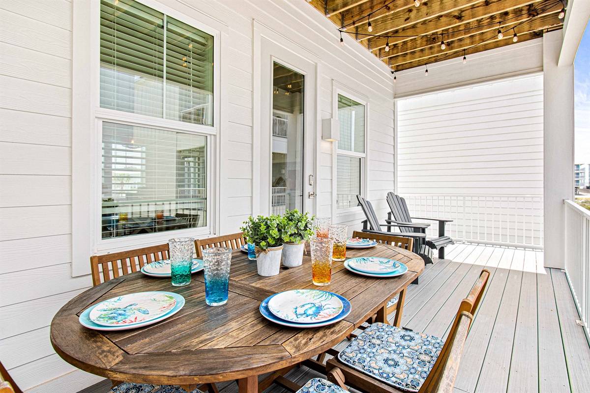 Relax and dine right here on the front deck.