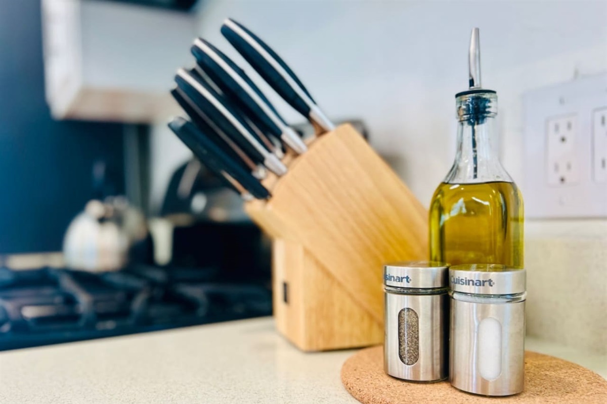 Knives and condiments.