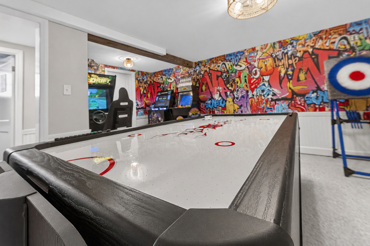 Enjoy friendly competition with air hockey and plenty of entertainment nearby.