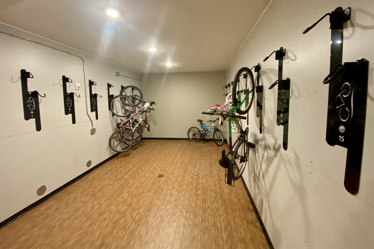 Our unit is the first one inside the building, and bike storage (private key fob access) is directly across the hall. It could not be more convenient to get off the TART & store your bike safe