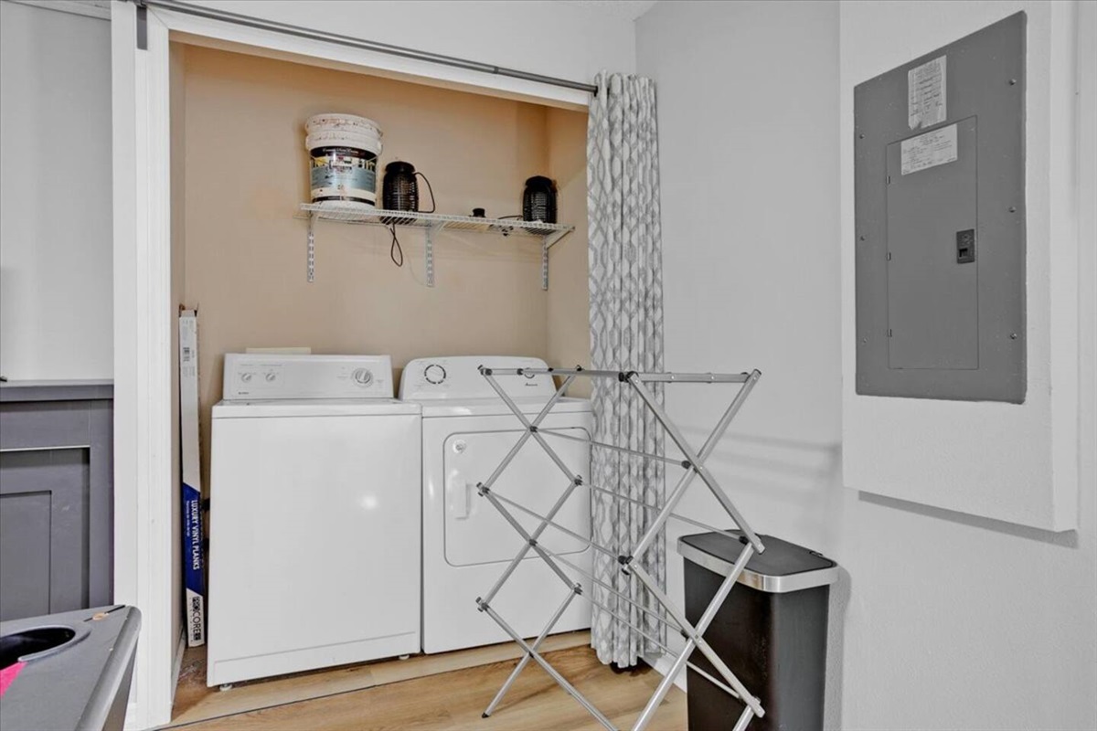 The laundry area is at the game room.