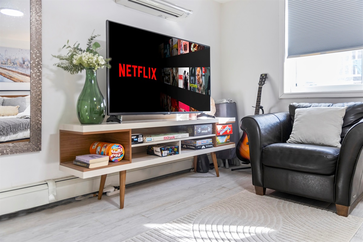 Sink into the armchair with a show, a game, or a guitar nearby and enjoy the kind of downtime NYC rarely offers.