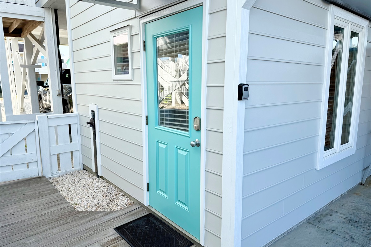 Private entrance for downstairs bedroom.