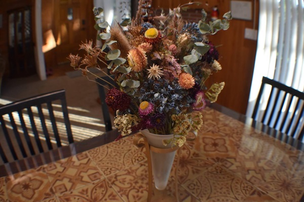 Dried flowers from Mooncake Flower Farm right next door 