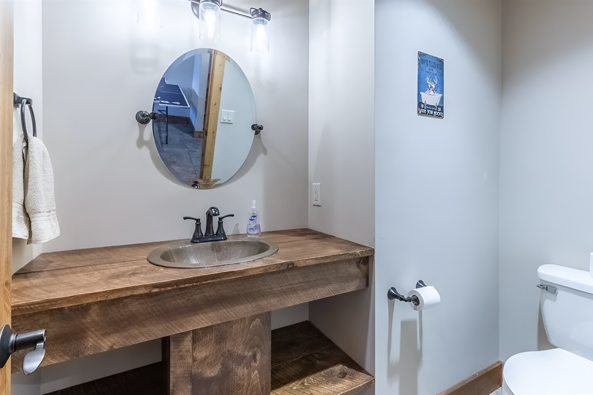 The main level has a half bathroom.