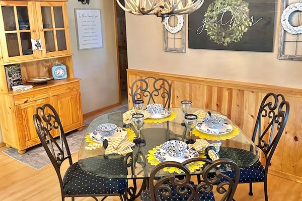 Enjoy meals inside around the cute dining table for 4. 