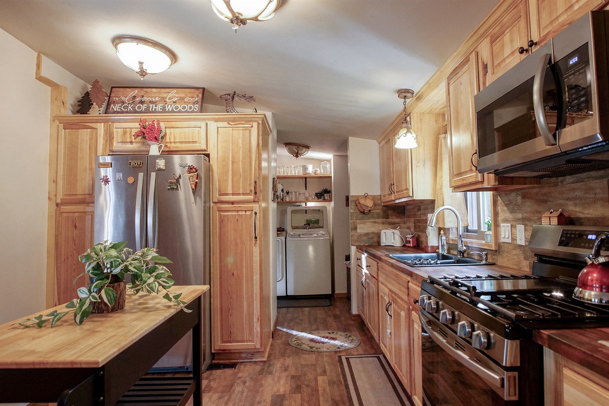 Cozy kitchen with everything you need to cook, dine, and unwind.