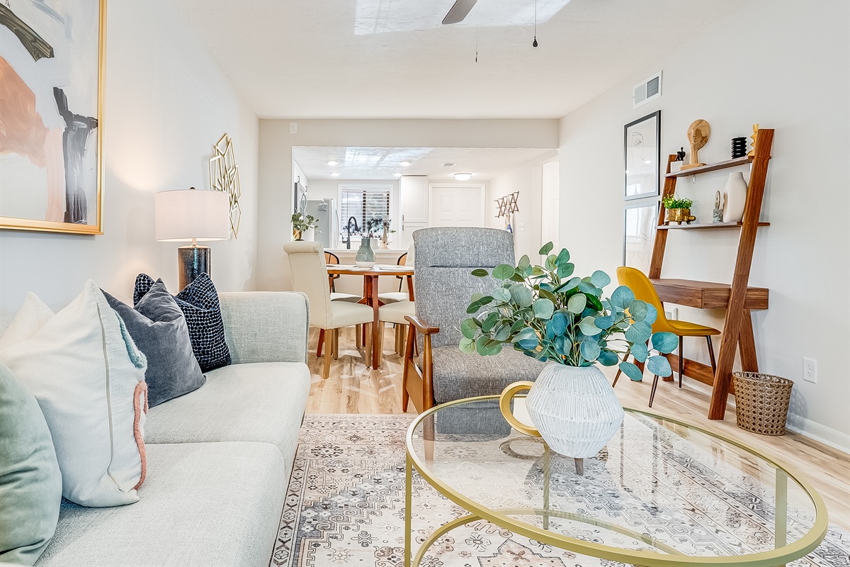 Sink into the plush sofa for a lazy afternoon or movie night.
