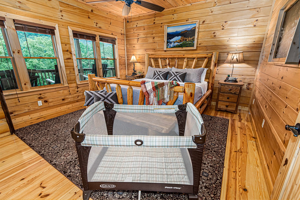 Family-friendly comfort. This cozy bedroom offers a restful retreat for parents and little ones alike.