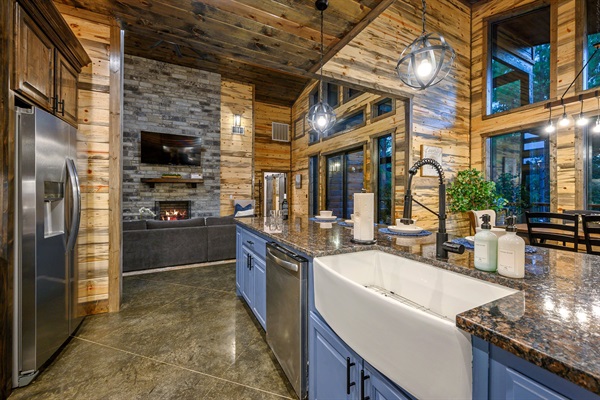 A stunning heart of the home with designer finishes and forest light.