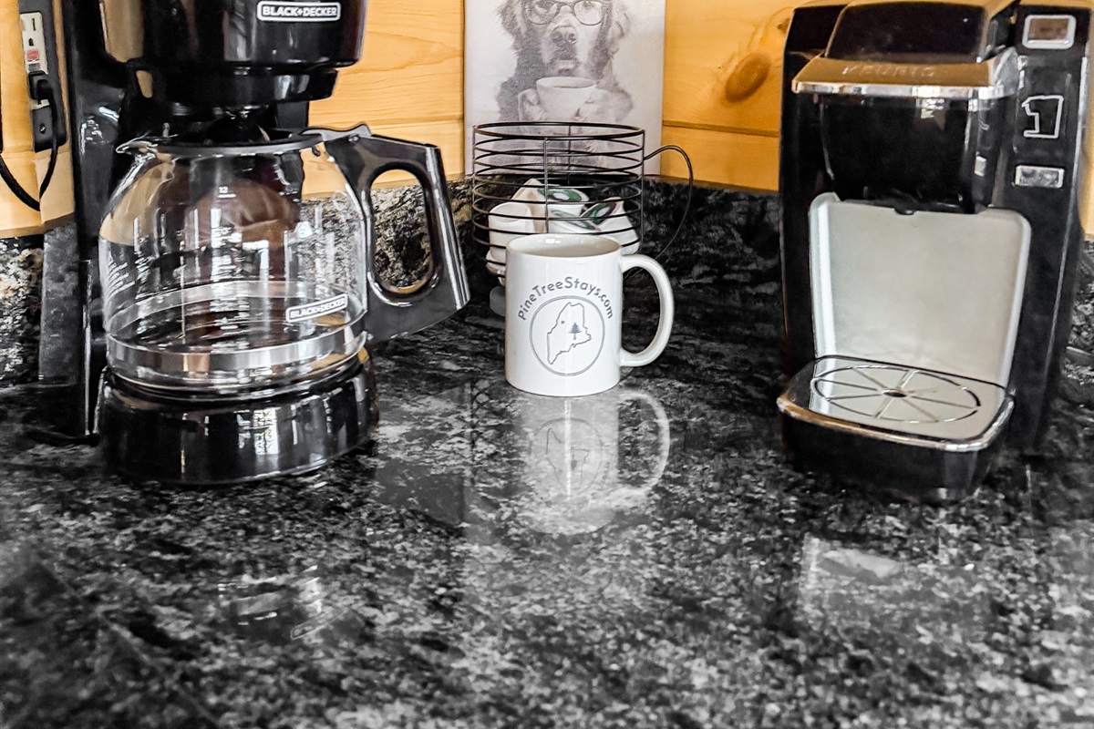 Coffee corner with Keurig and regular coffee maker