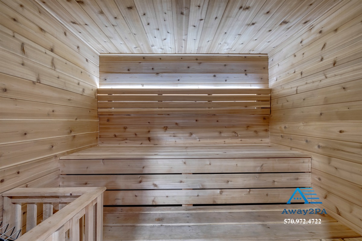 “Private sauna retreat!"