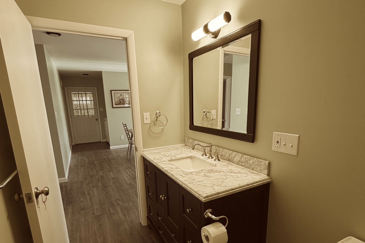 Full bathroom with tub and shower