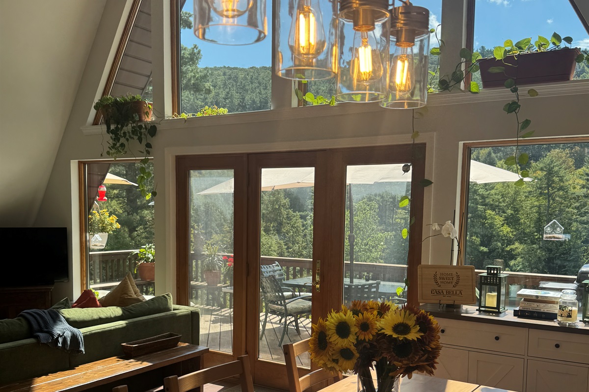 Dining area with beautiful lighting