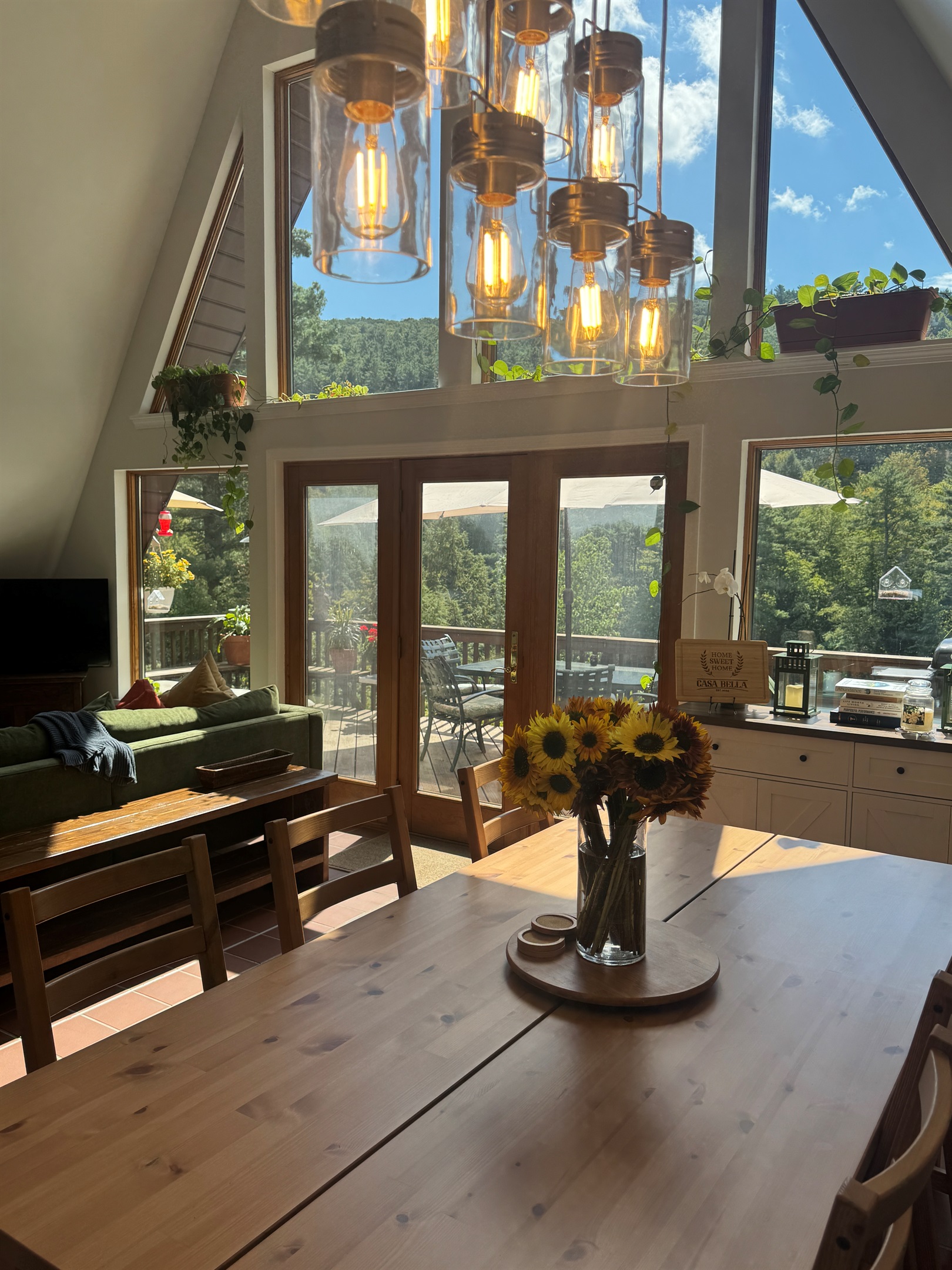 Dining area with beautiful lighting