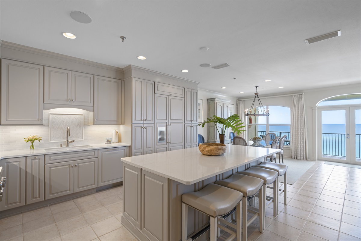 Kitchen with Thermador Refrigerator and Wine Cooler