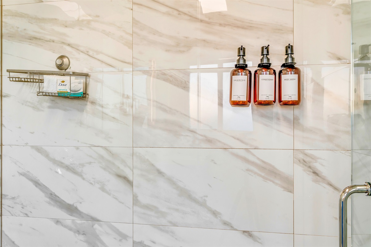 All three bathrooms include luxury shampoo, conditioner, and body soap for your use.